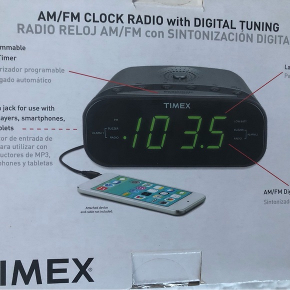 New In Box: Timex Audio AM/FM Dual Alarm Clock with Digital Tuning - 20 Presets - Picture 2 of 6
